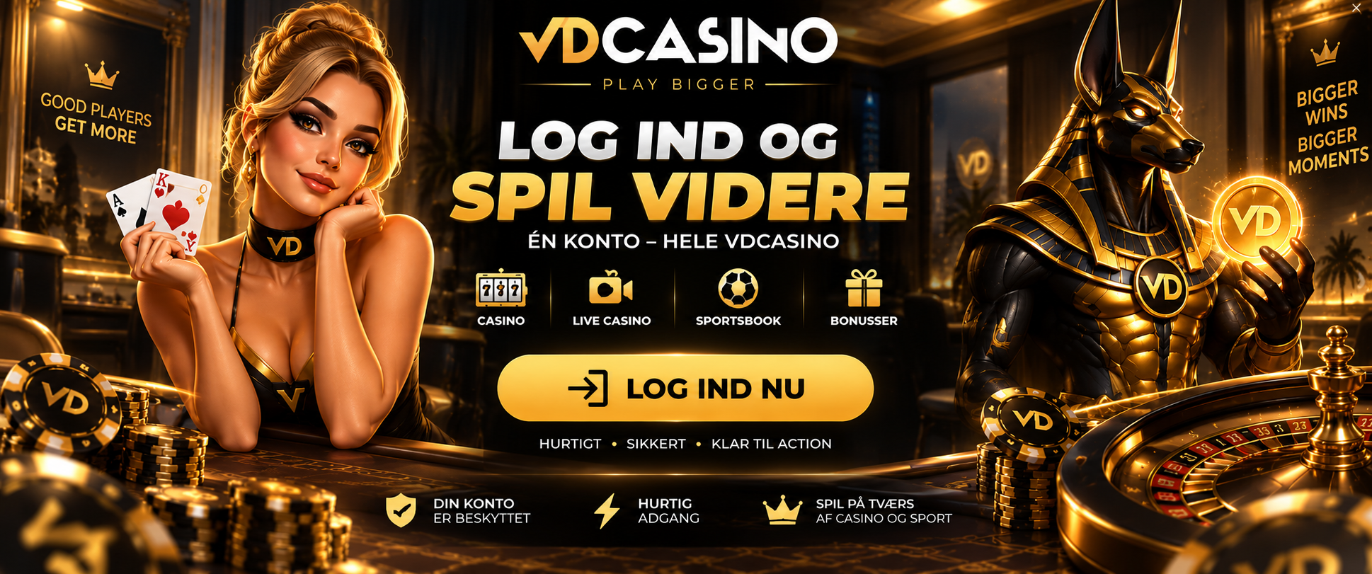 VDCasino login – log ind og gå direkte til spillet